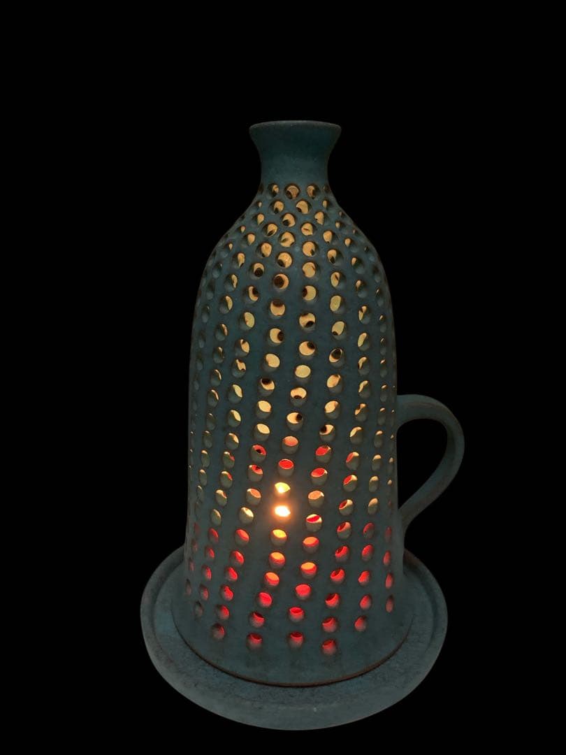 キャンドルホルダー 陶器 穴あき ランタン インテリアライト 花器 北欧風