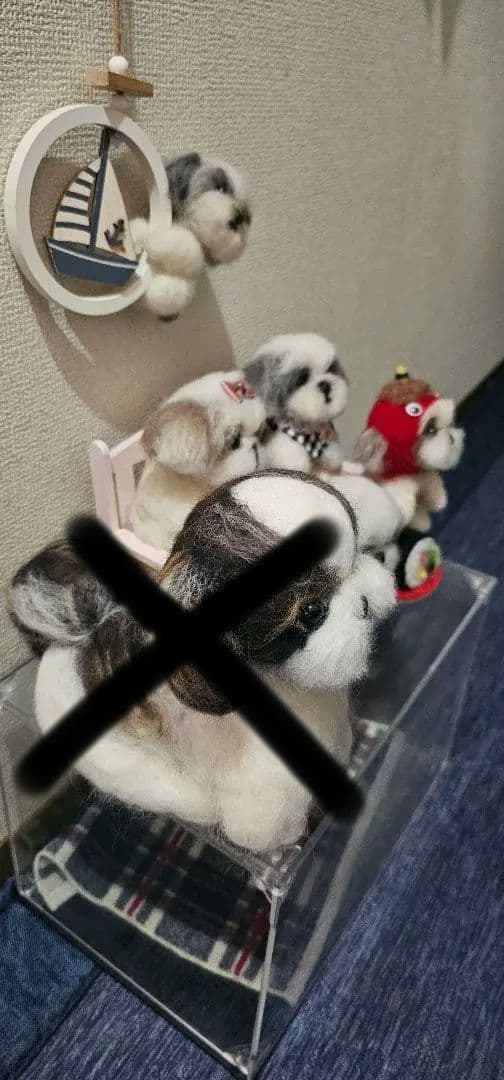 羊毛フェルト　17センチ　シーズー　六匹セット　犬　巨大
