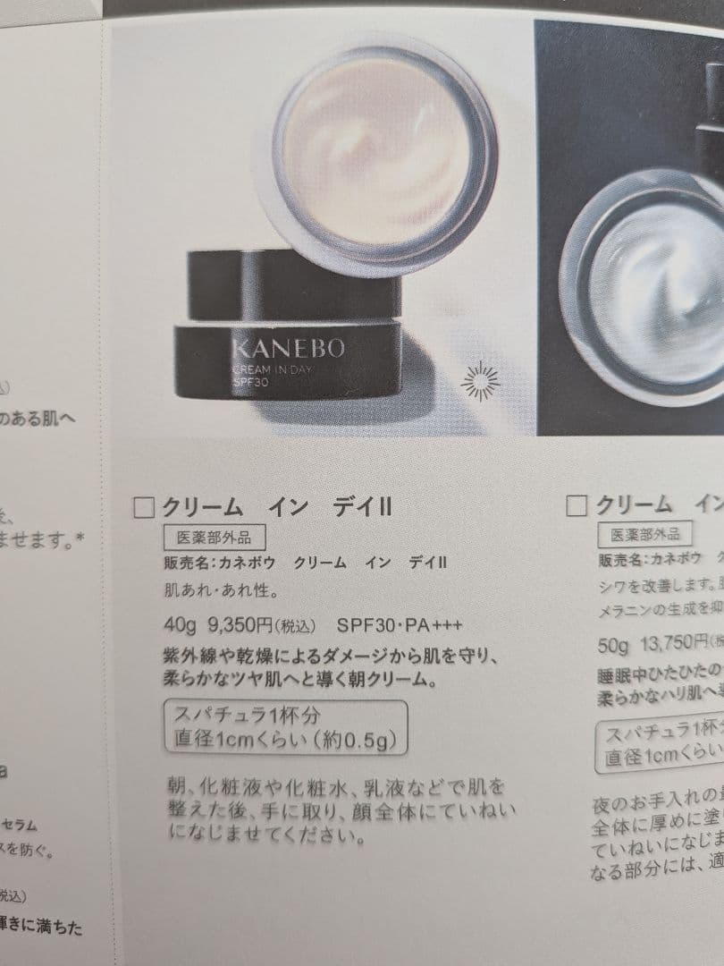 リニューアル　KANEBO クリーム イン デイⅡ SPF30 40g