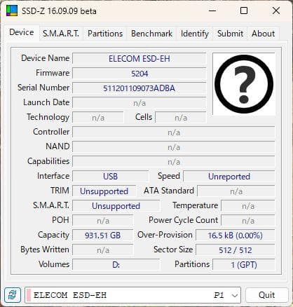 ELECOM ESD-EH1000GBK 1TB 外付けSSD