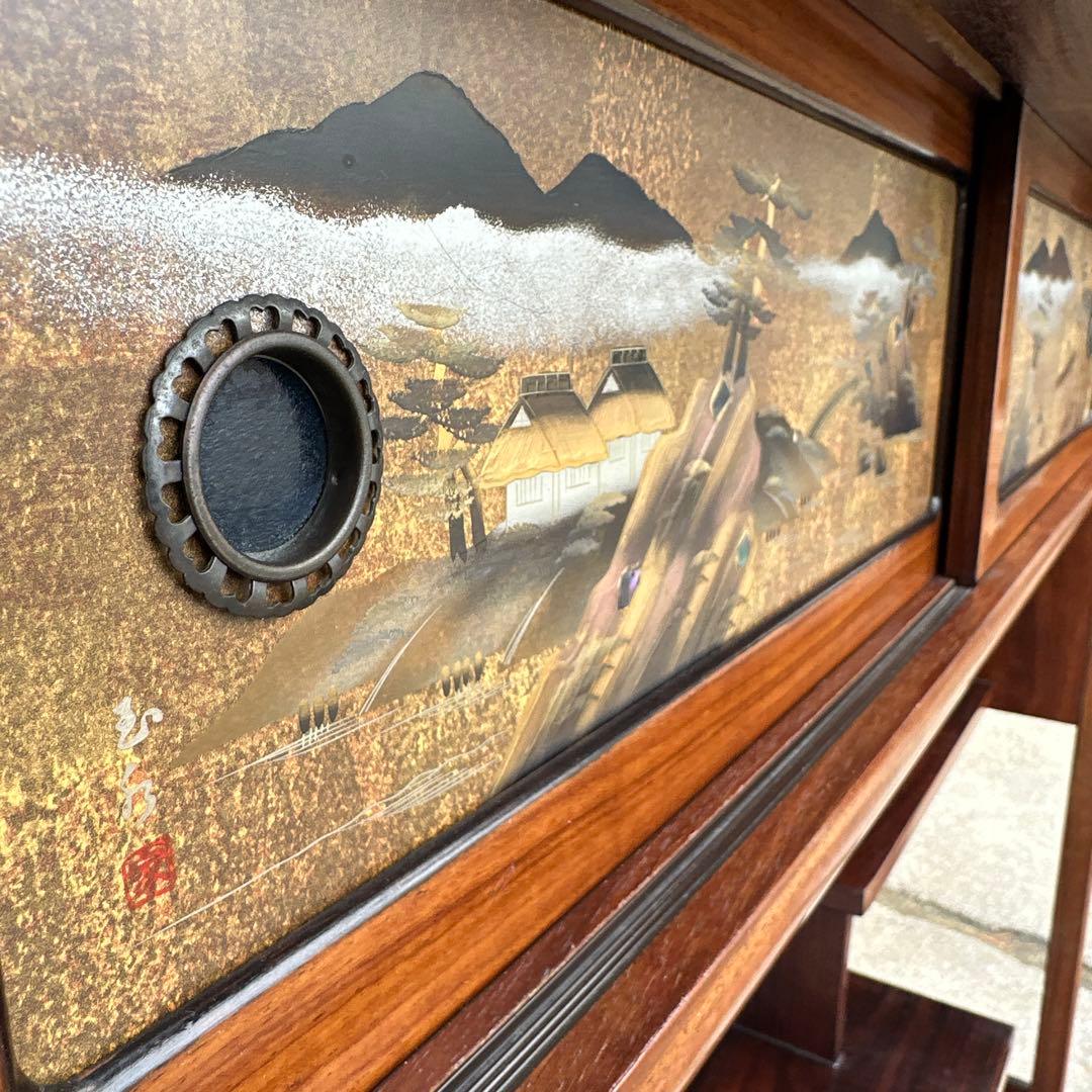 茶棚 茶箪笥 蒔絵 金彩 豪華 金厚塗り 立体感 重厚感 銘：玉水 螺鈿iso※