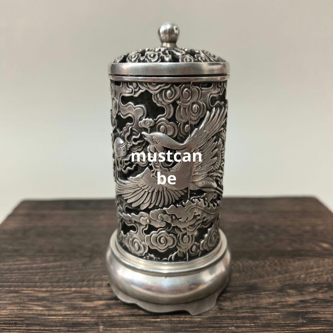 銅 細工 透かし彫り龍鳳雲紋香炉 茶室薫香炉 香道具 装飾品 工芸品 置物