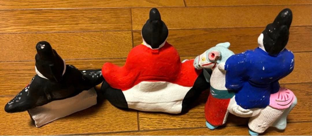 郷土玩具　相良人形　土人形　七代目さがらたかし　4点　小幡土人形　3点セット