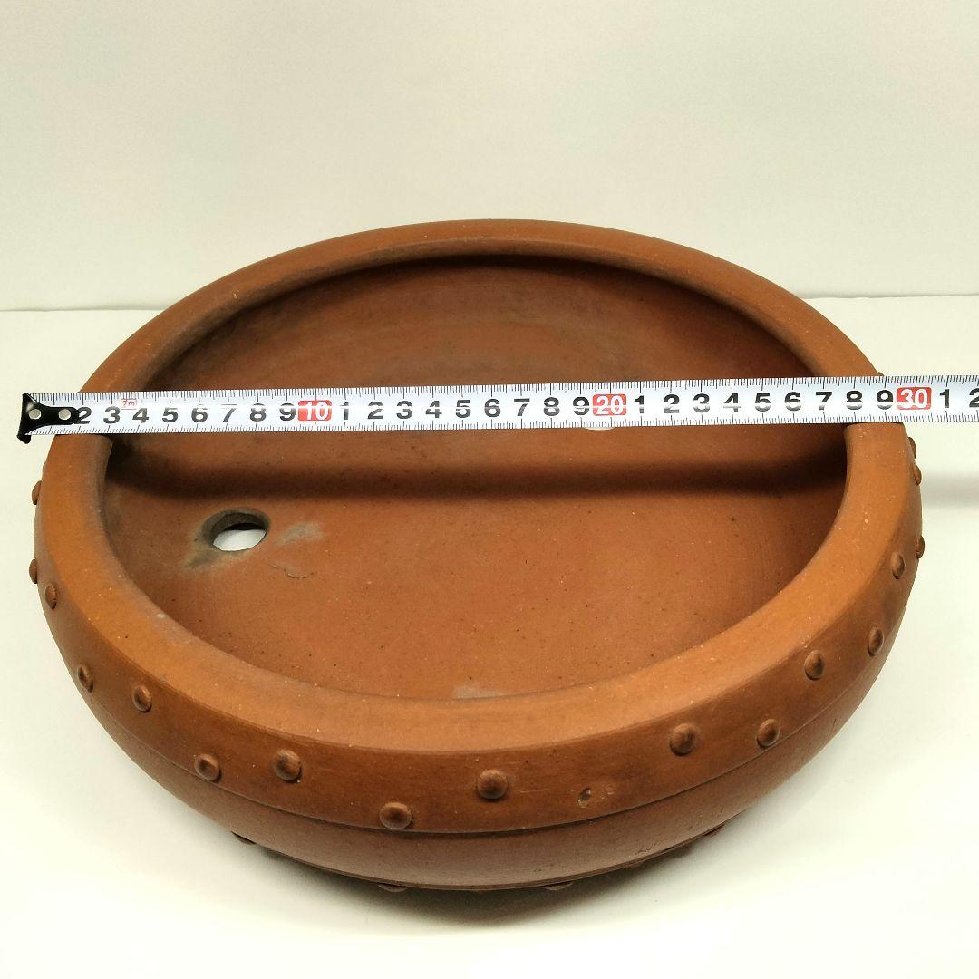 Ｔ182-1 中国 紫砂鉢 中国宜興 太鼓式 盆栽鉢 直径30cm　A