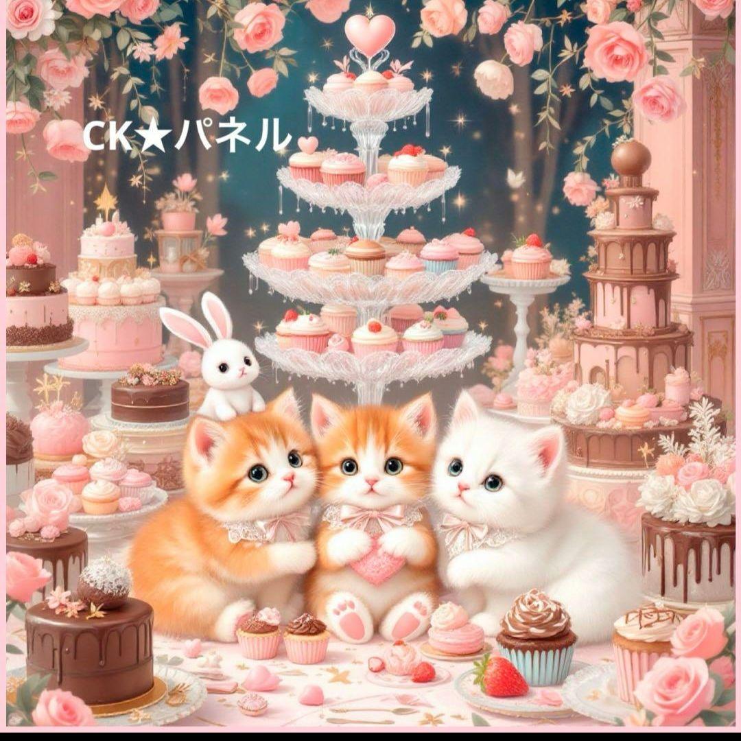激レアねこちゃんスイーツパネル生地　ハンドメイド