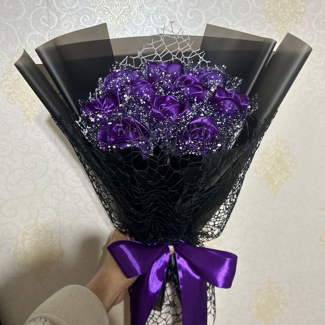 10本濃い紫バラブーケ　プレゼント お祝い 枯れない花 永生薔薇　特別な人へ