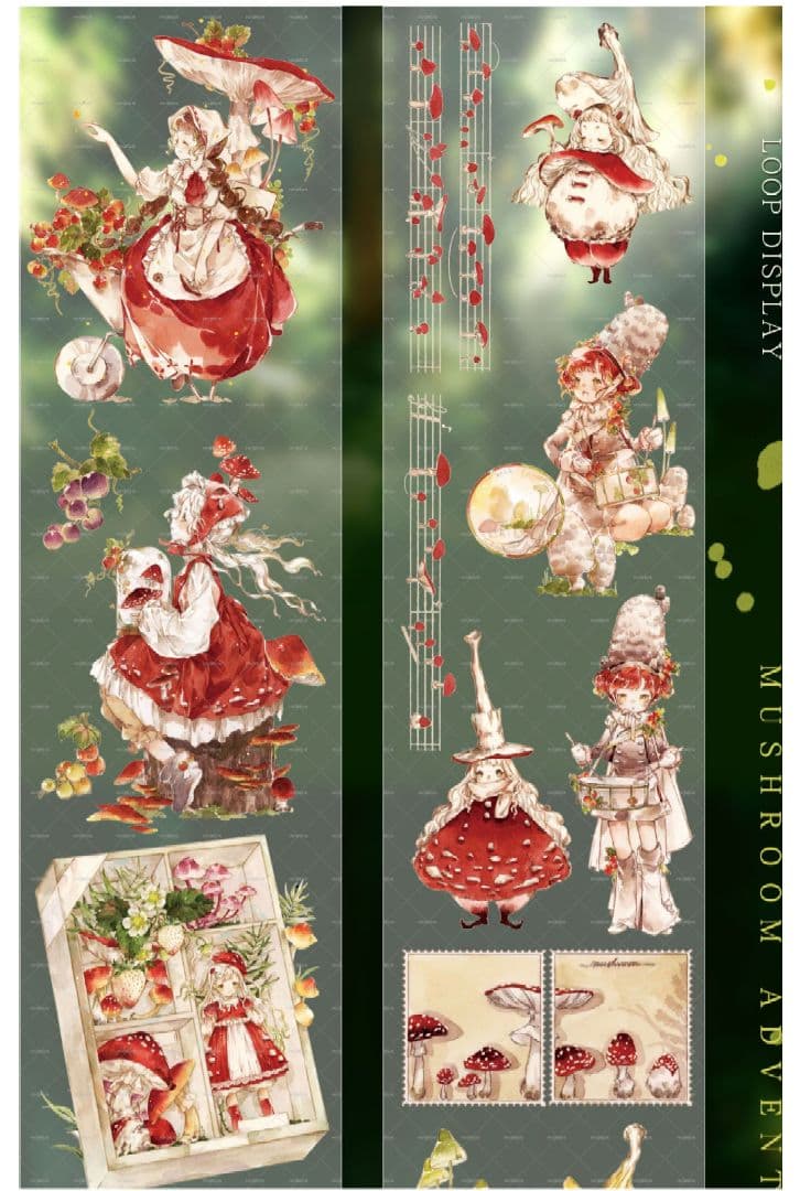 残量確認中✩再販✩J97＃蘑菇奇遇记(PET)切り売り海外人物マステ女の子