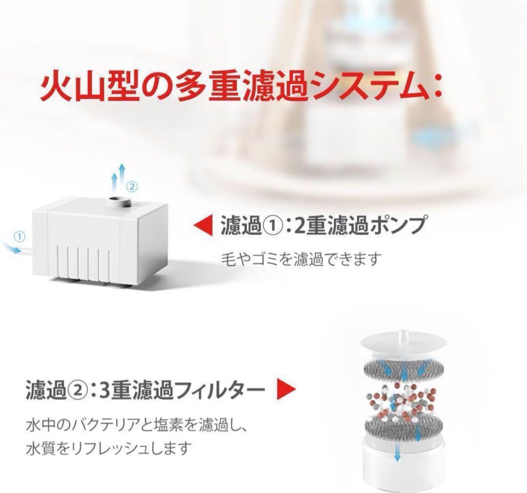 PAWZRoad 猫 自動給水器 水飲み器 大容量 多頭飼い 静音 3重濾過