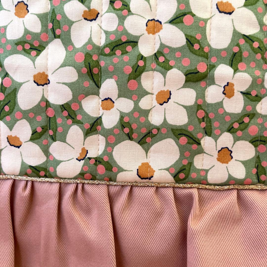 キルティングflower グリーン　入園入学グッズ　サイズオーダー可能　女の子