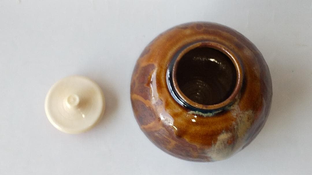 高取焼 登古窯 笹山登古 高取茶入 仕覆 三雲屋緞子 共箱 栞 茶入 新品