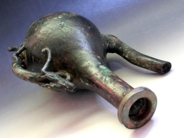 水注■古銅製 中国 龍 水差し 竜後手 お茶道具 古玩 唐物 時代物 骨董品■