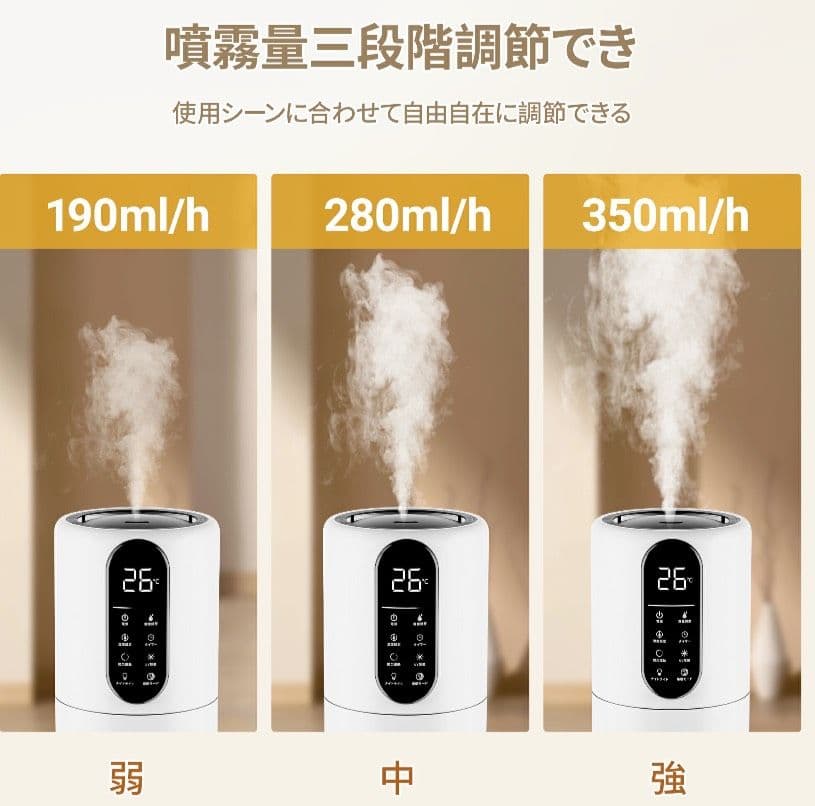 加湿器 大容量 9L 超音波スチーム式 静音 湿度設定 静音 アロマ対応