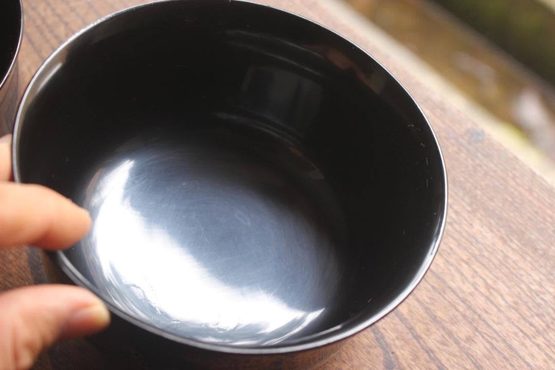 時代逸品！端正な時代黒漆に極上菊蒔絵の映える大椀2点（検懐石道具蒔絵椀茶道具