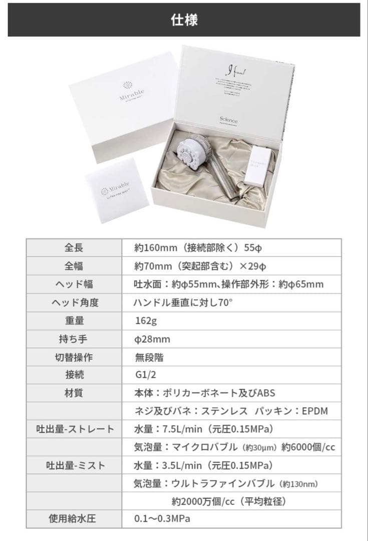 absolute様用ミラブル プラス Mirableシャワーヘッド 未使用 新品