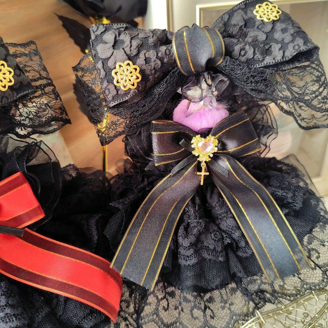 【特別セット】　双子コーデ　ブラック　ドレス　１６cm　ぬい服