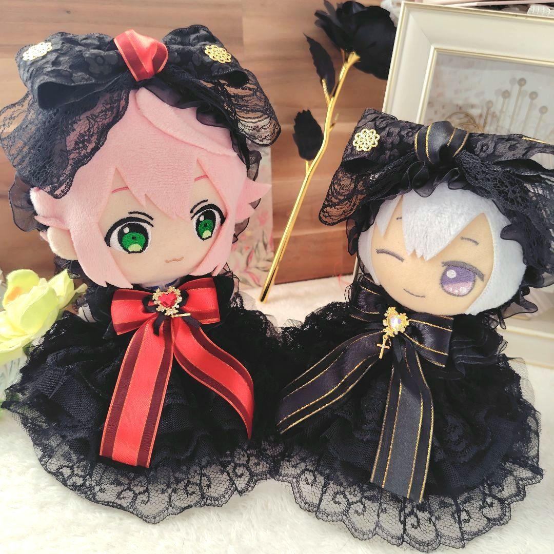【特別セット】　双子コーデ　ブラック　ドレス　１６cm　ぬい服