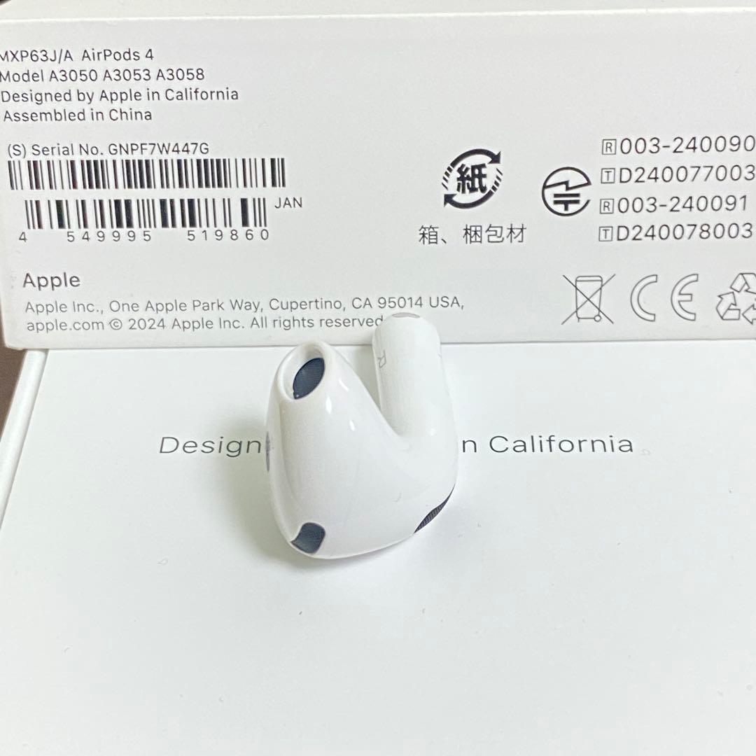 ［正規品］AirPods 4 第四世代 R アイポーズ　R ANC なし右耳