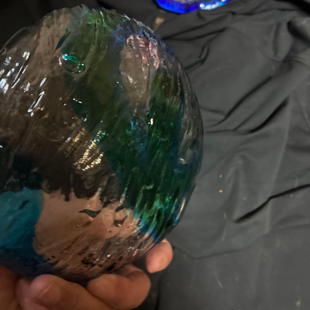 最高級品　青緑色のガラス皿