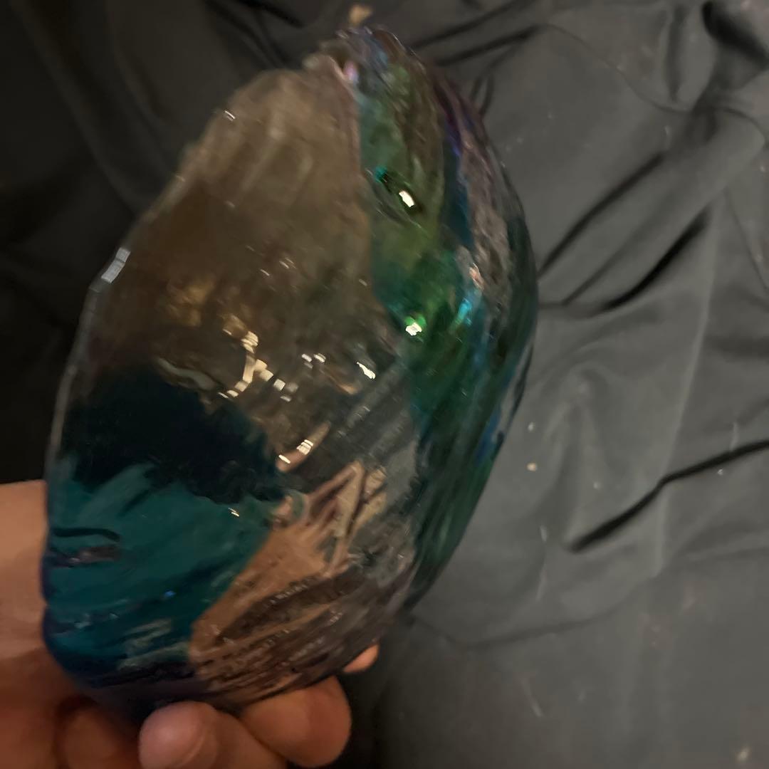 最高級品　青緑色のガラス皿