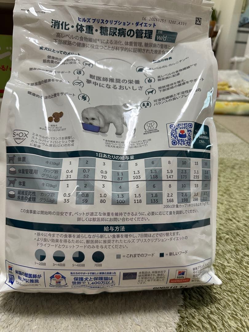 ペット用品 ドッグフード Hills ヒルズ w/d 犬用 3kg　1袋