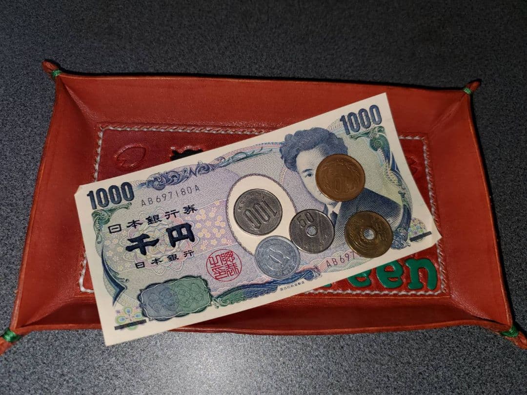 レザートレー マネートレー 小物入れ 本革 ハンドメイド 総手縫い