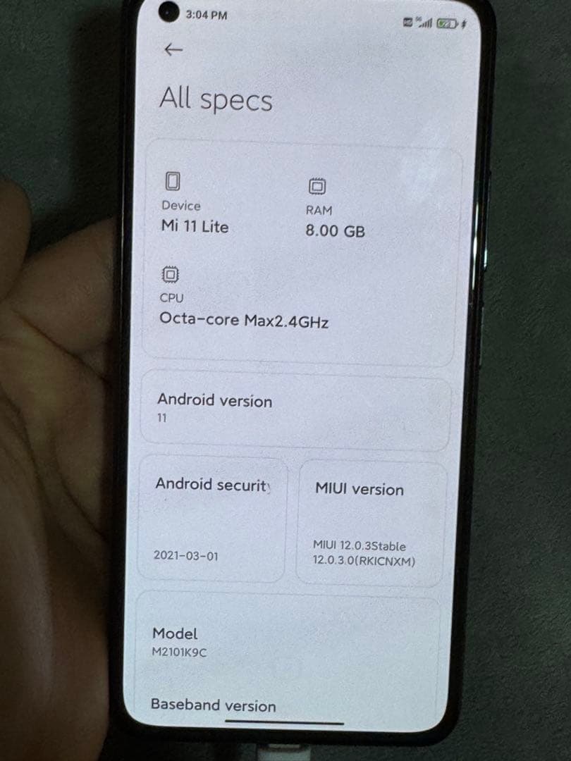 中国版 Xiaomi Mi 11 Lite 5G（型号：M2101K9C）