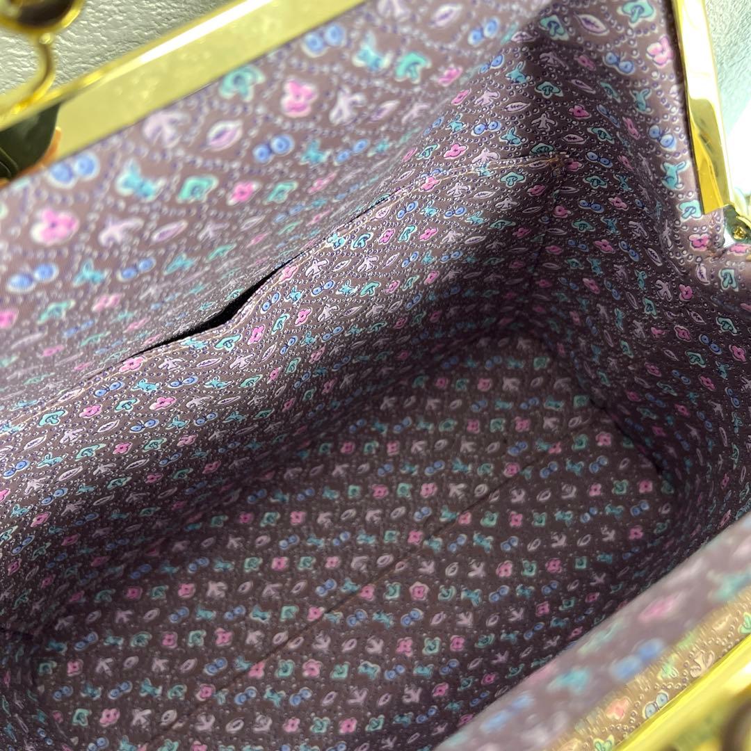 ミナペルホネン　カーニバル使用　21cm竹がま口バッグ　ハンドメイド