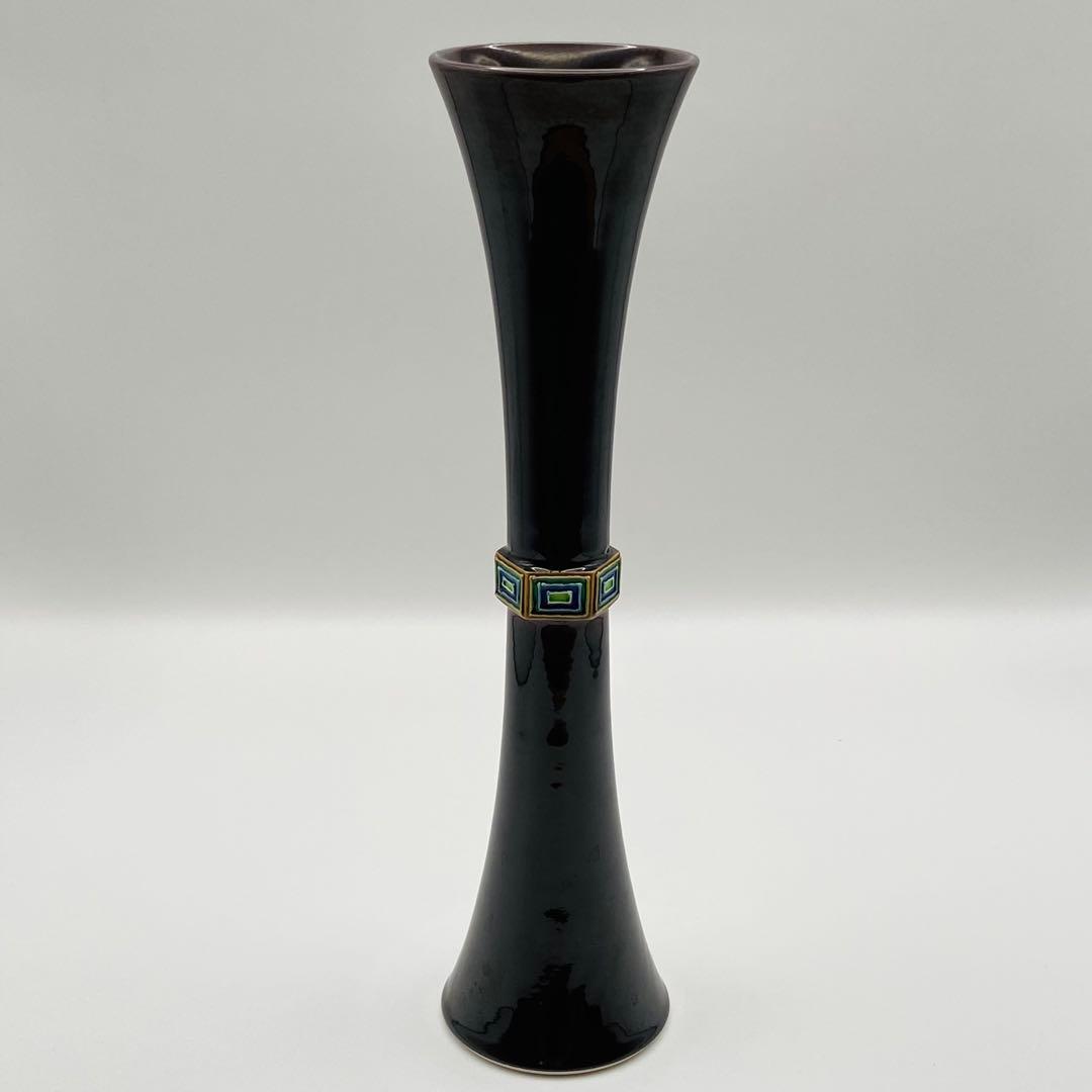 尊式花入 紫交趾　中村翠嵐　共箱入　茶道具　華道具　花器　京焼　伝統工芸品