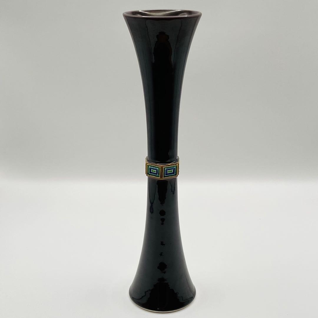 尊式花入 紫交趾　中村翠嵐　共箱入　茶道具　華道具　花器　京焼　伝統工芸品