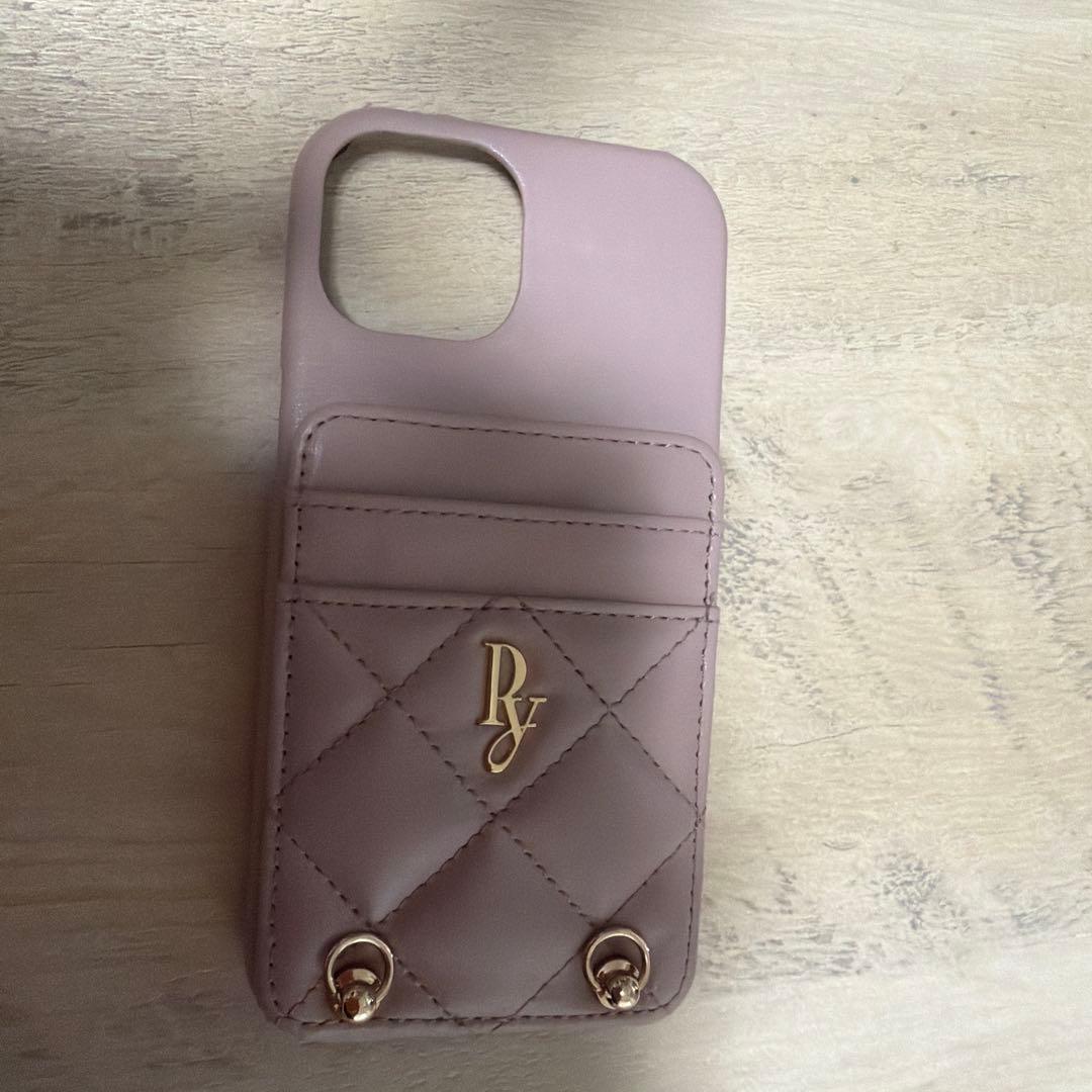 iPhone15ケース(Baby pink)&ベルリボンショルダーチェーン