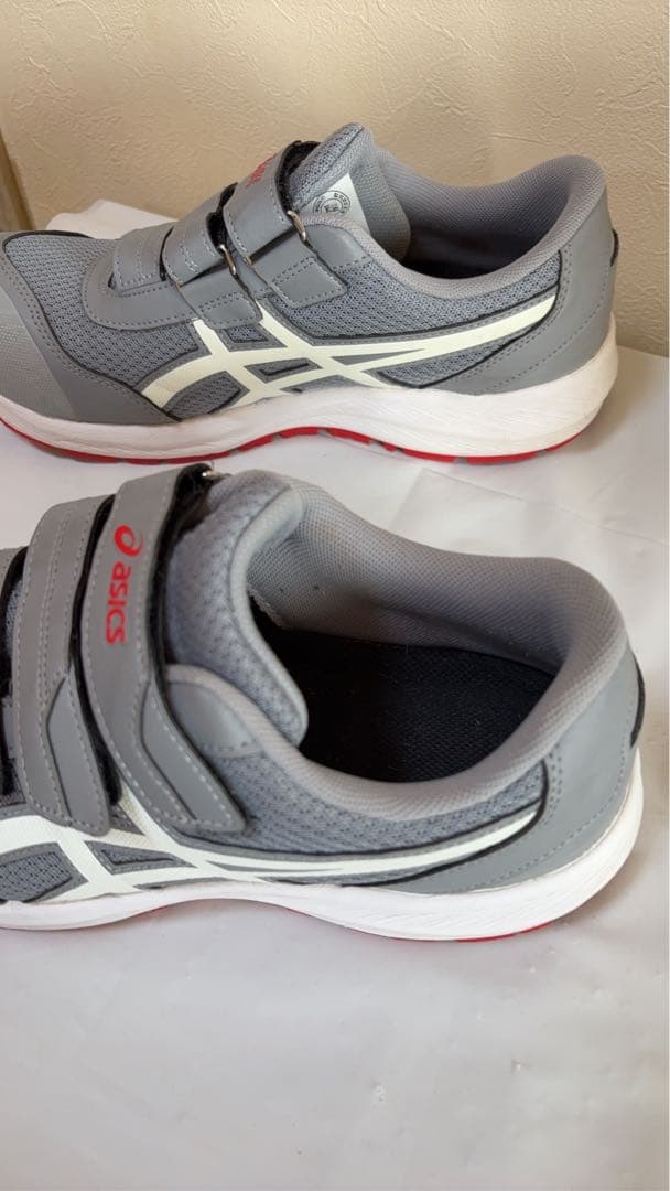 ASICS ベルクロ安全靴 グレー/レッド
