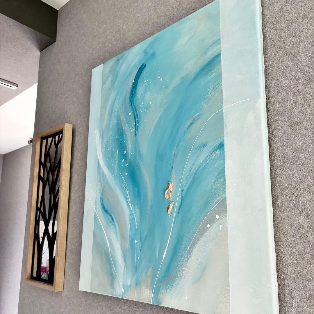 抽象画　73×60.5㎝　花　モダン　北欧　アートパネル　テクスチャーアート