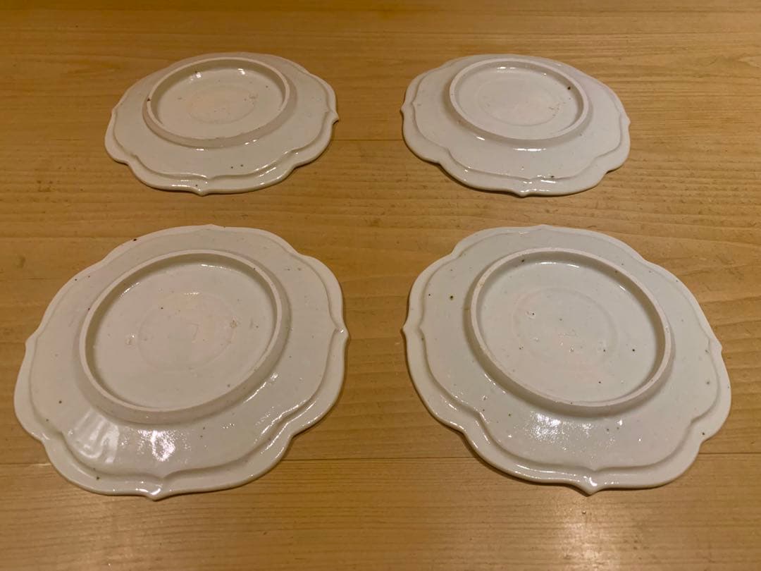 作家 岡晋吾 青磁 輪花小皿 4客