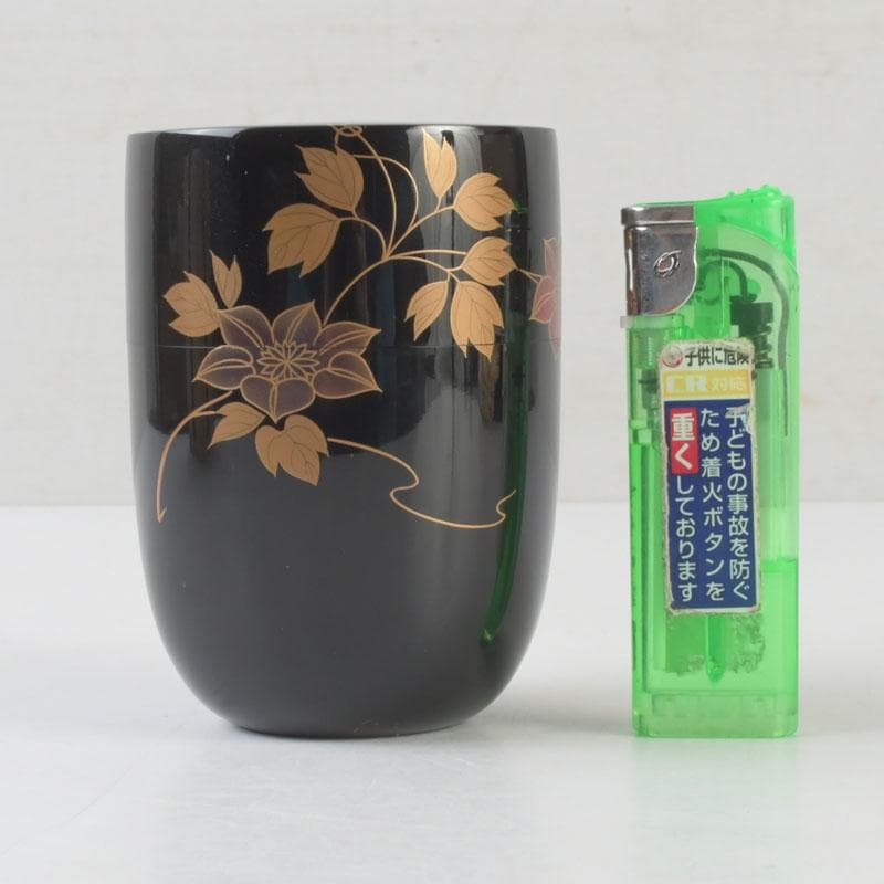 茶道具　竹内幸済作　鉄仙蒔絵　棗　共箱　V　9911