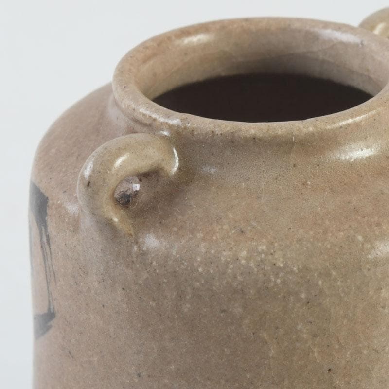茶道具　瀬戸焼　古瀬戸　染付渦文　耳付茶入　時代箱　V　9950