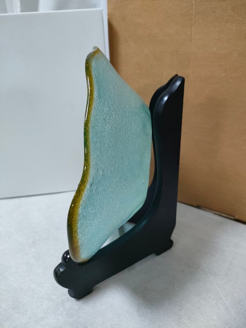 T*N様 希少　琉球ガラス　泡　名工　稲嶺盛吉　器　エメラルド　ブルー