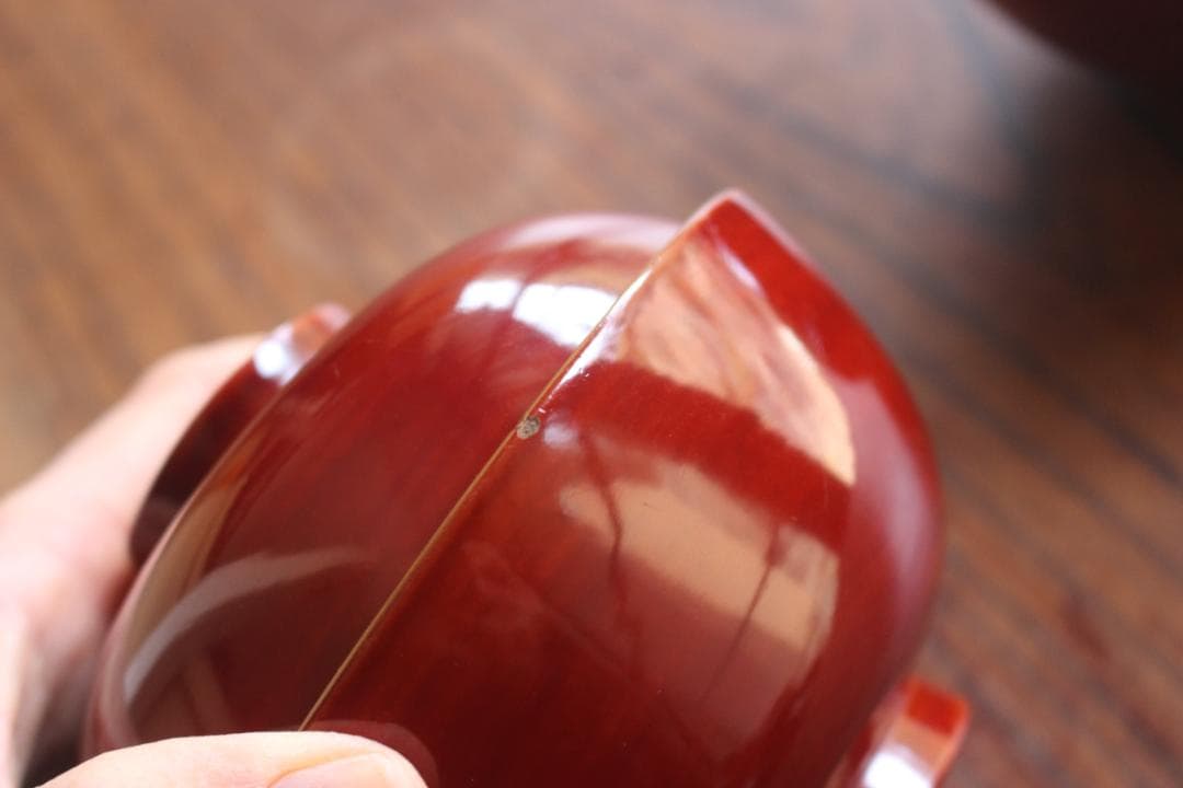 キズ有！時代紅溜塗に極上瀑布蒔絵の映えるお椀2点（検加賀蒔絵輪島塗蒔絵椀