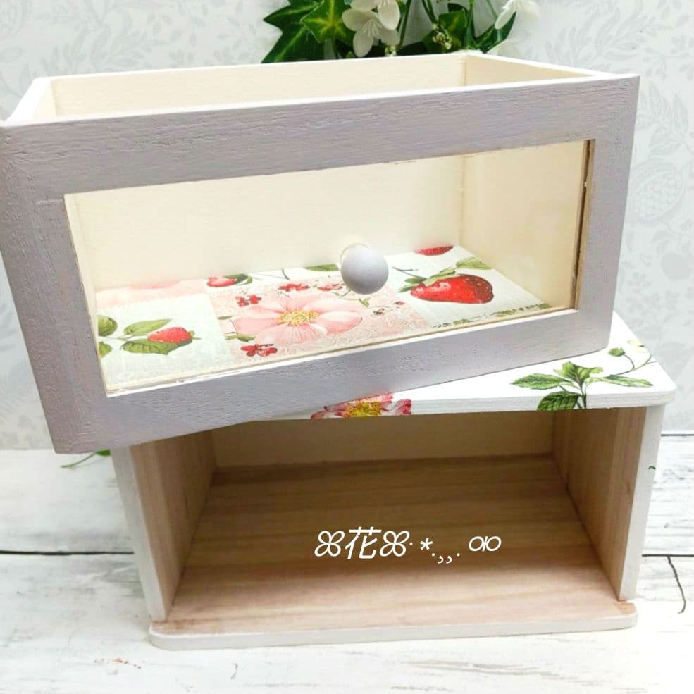 デコパージュꔛ‬ꕤ 木製引出し収納BOX♡小物入れ♡インテリア雑貨♡ガーデニング