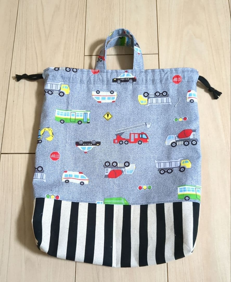 持ち手付き巾着☆くるま
