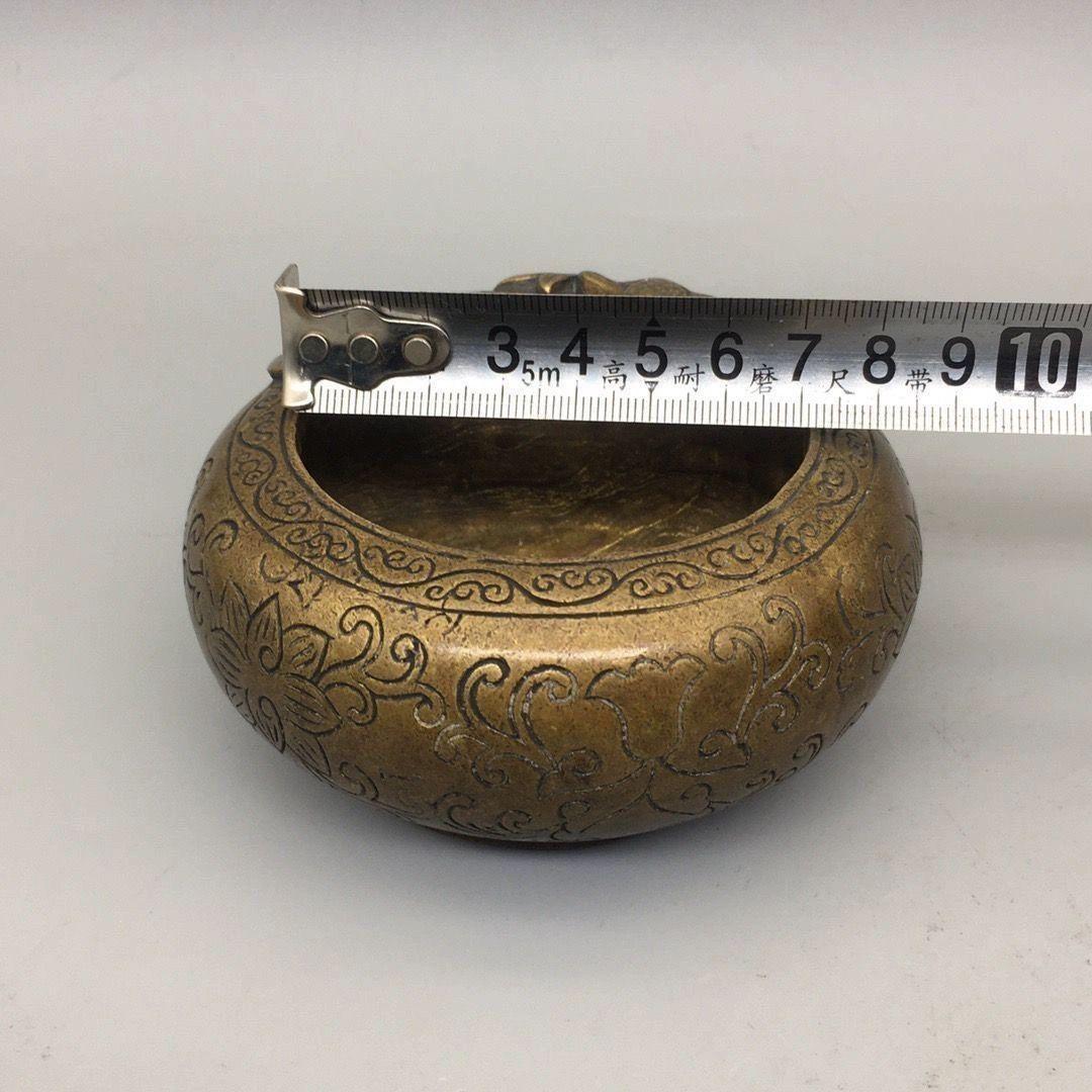 銅器 双魚蓮花円形筆洗 灰皿 文房具 装飾品 工芸品 置物