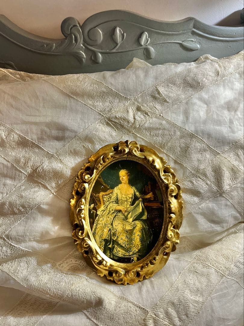 ◆SALEフランスアンティーク｜名画1700年代パリ中世絵画ポンパドール金装飾額