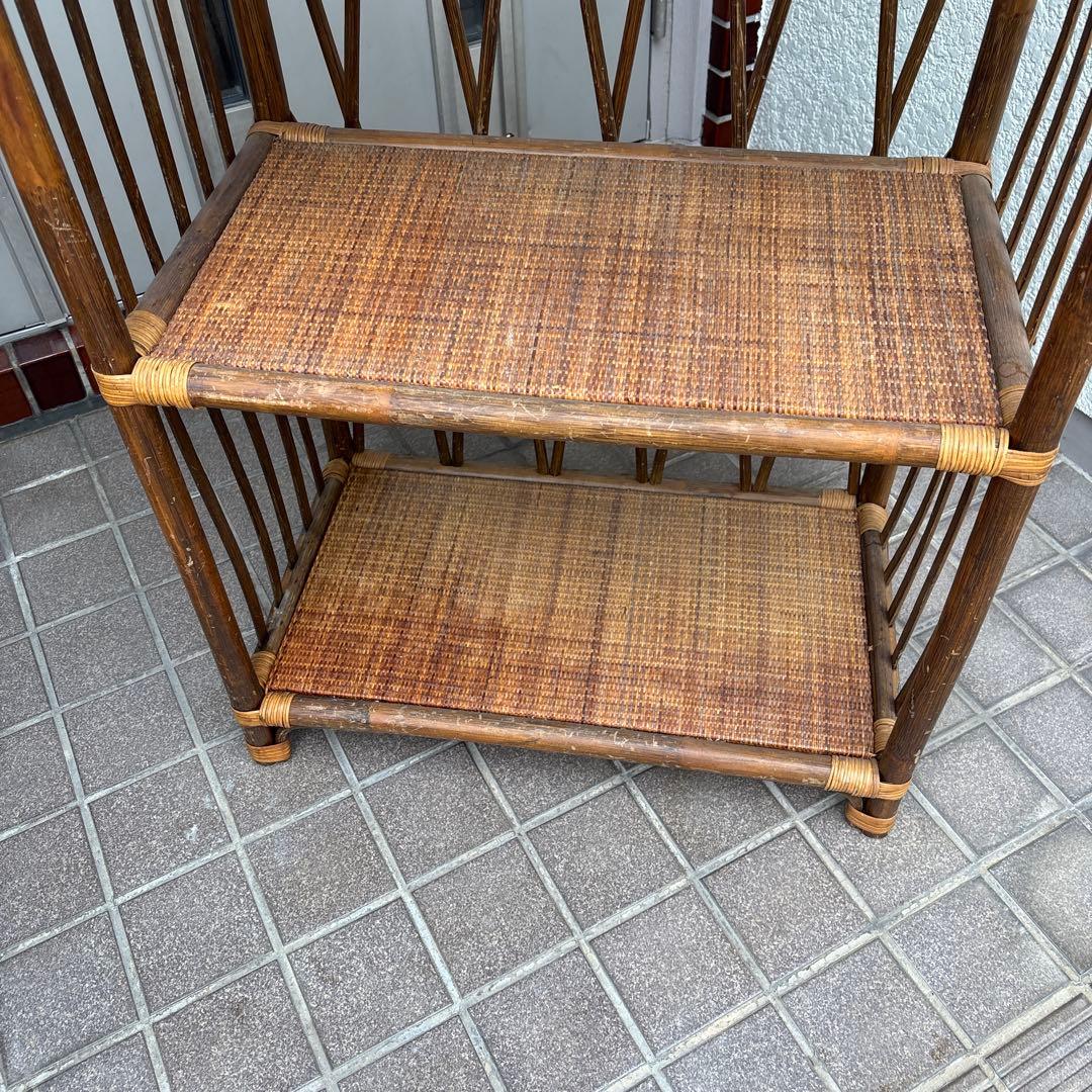 ラタン製アーチ型3段シェルフ