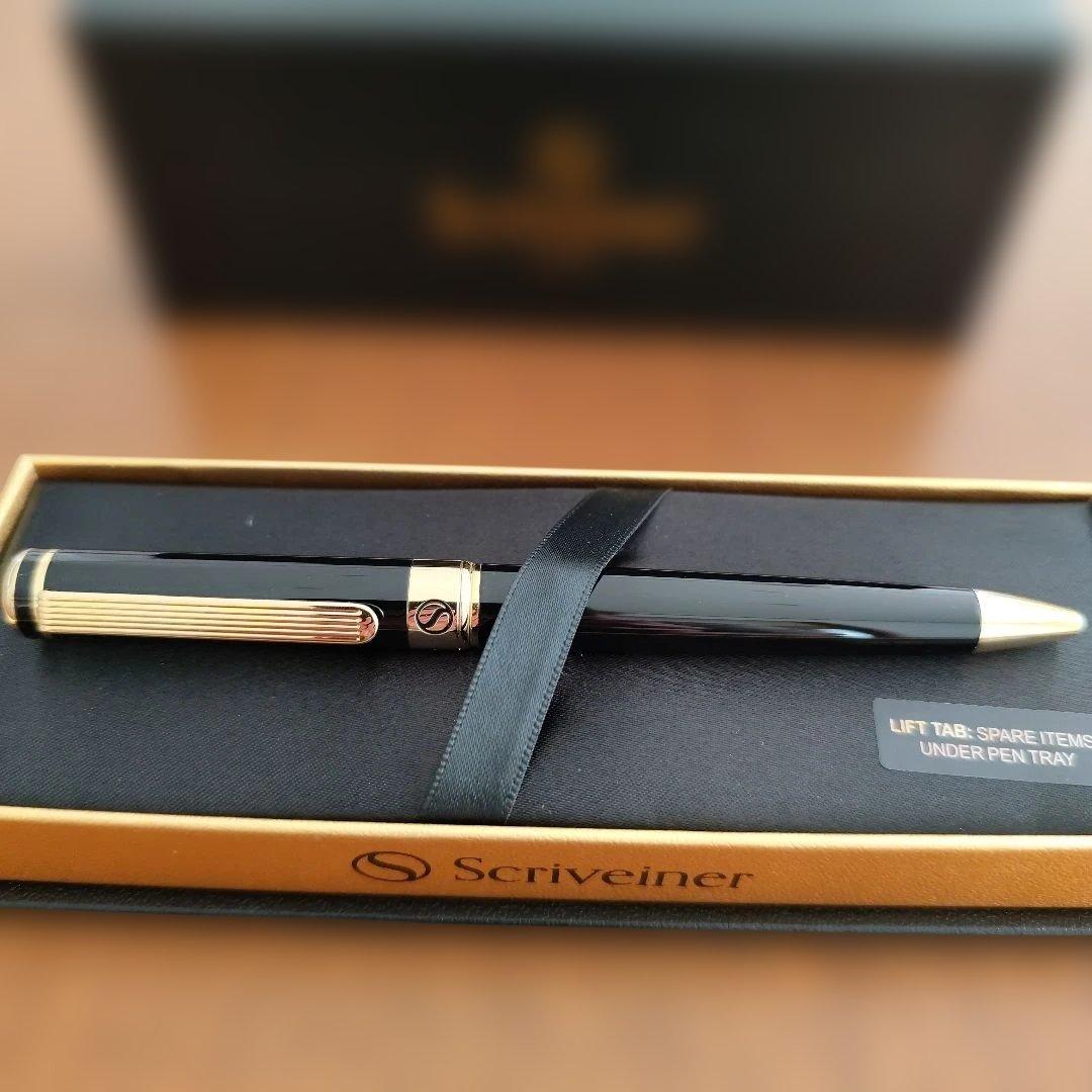 （新品）Scriveiner製「ラグジュアリー ブラックラッカー ボールペン