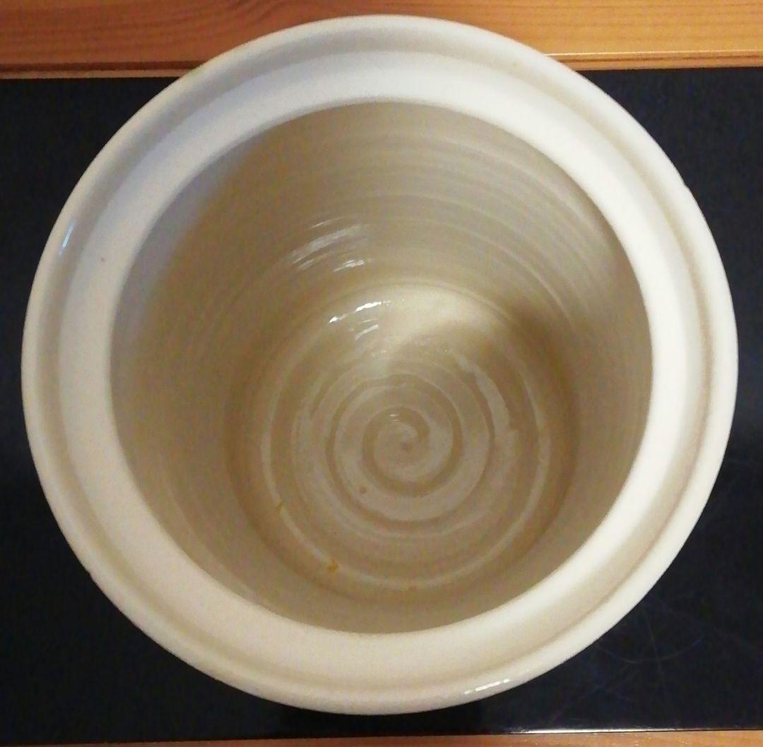 加藤喜一作　織部焼　弥七田　水指　共箱　共布　茶道具