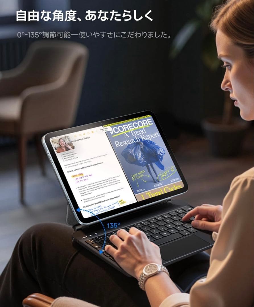 HOU iPad 11 (A16)/10 用 磁気キーボードケース【2回使用】