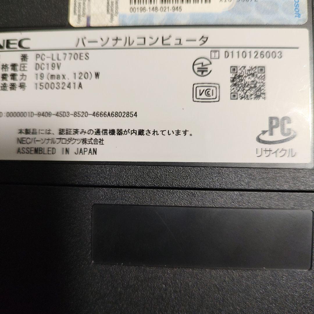 NEC PC-LL770ES Windows10ノートPC