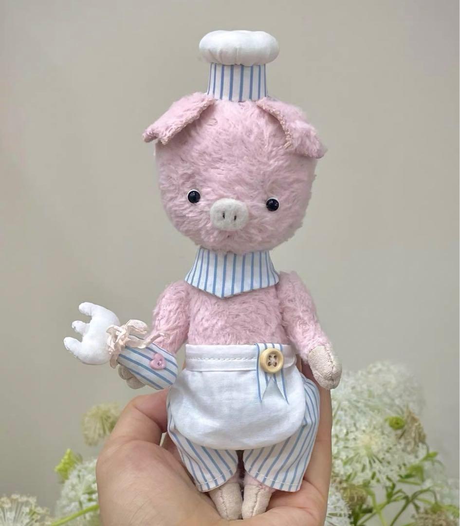 シェフ豚さん アーティストベア 海外作家様 ハンドメイド ぬいぐるみ 置物