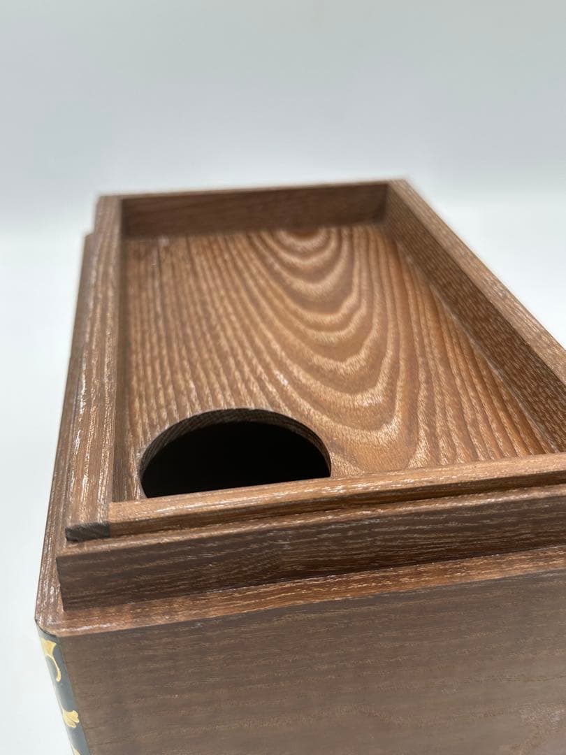 塗師　哲山作　面銀杏　茶箱　織部焼