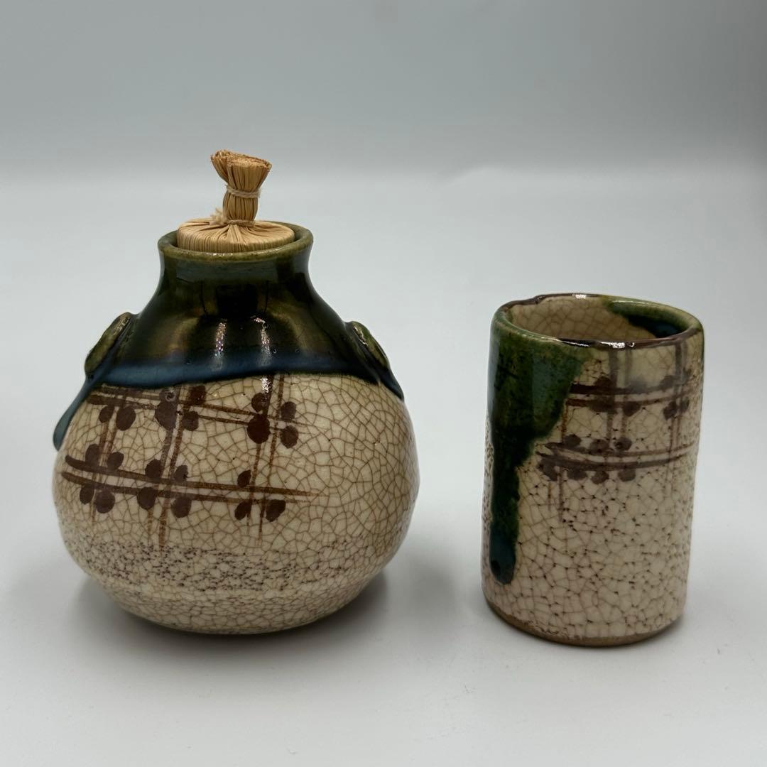 塗師　哲山作　面銀杏　茶箱　織部焼