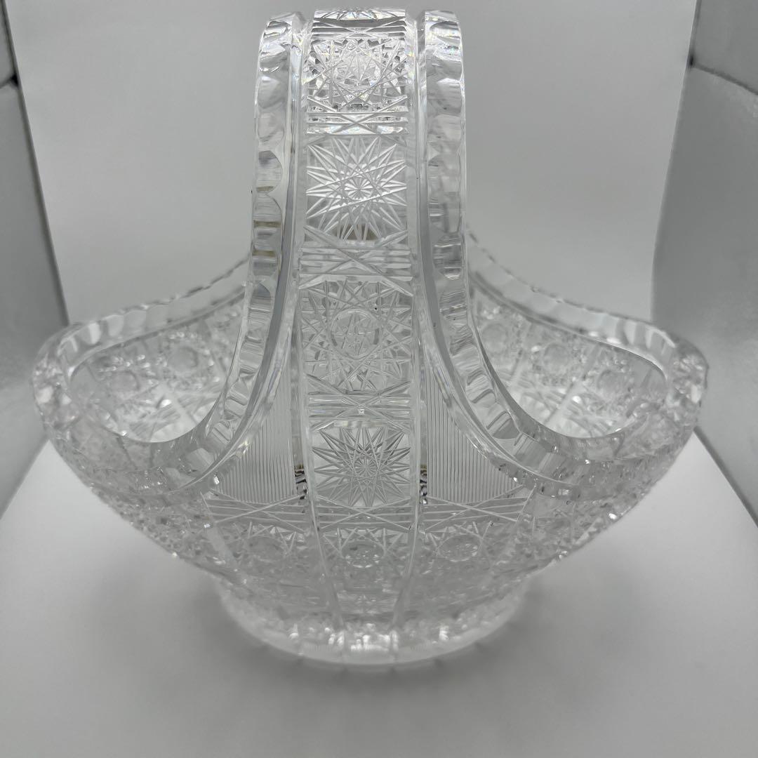 【極美品】BOHEMIA ボヘミア ハンドカット クリスタルバスケット